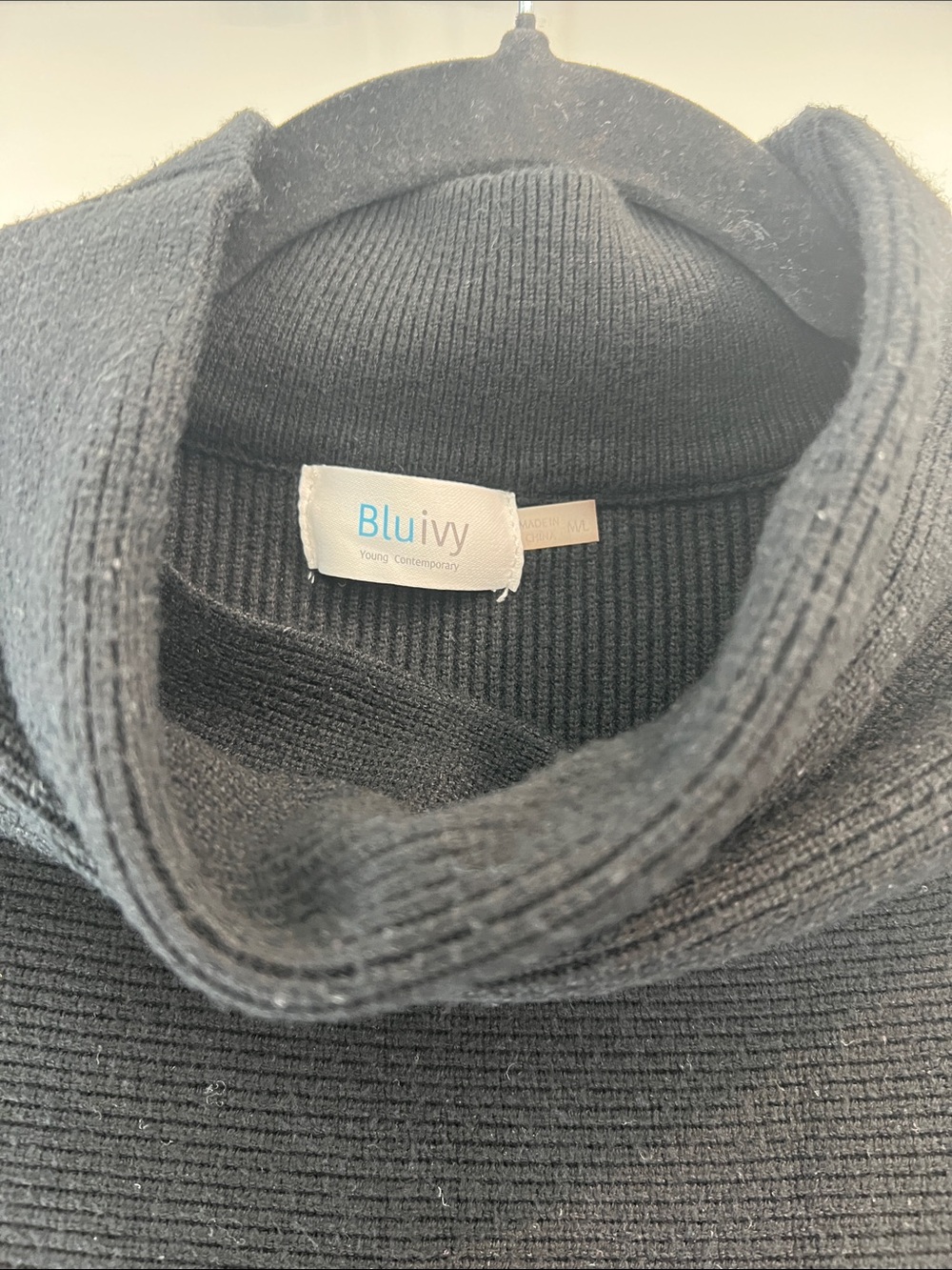 Black Ribbed Mock Neck Sweater - Picture 2 of 5